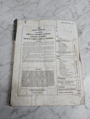 Chevrolet 1982 Impala Caprice Classic Malibu Monte Carlo Shop Service Manual