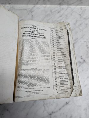 Chevrolet Malibu 1978 Chassis Service Manual Camaro Corvette Monte Carlo