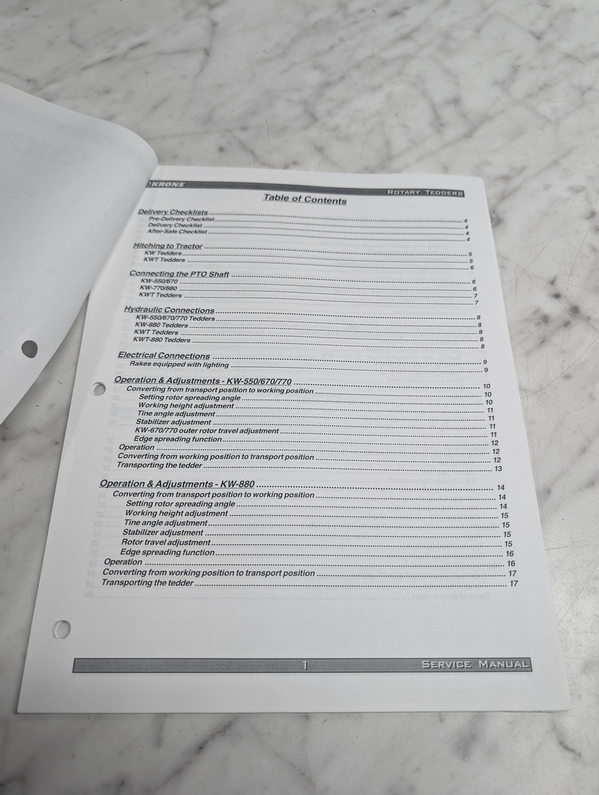 Krone Kw 550 670 770 880 Rotary Tedders Service Manual Repair Maintenance Shop