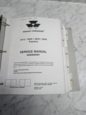 Massey Ferguson Mf 3615 3625 Tractors 4283084M1 Service Manual 2007 3645 3635