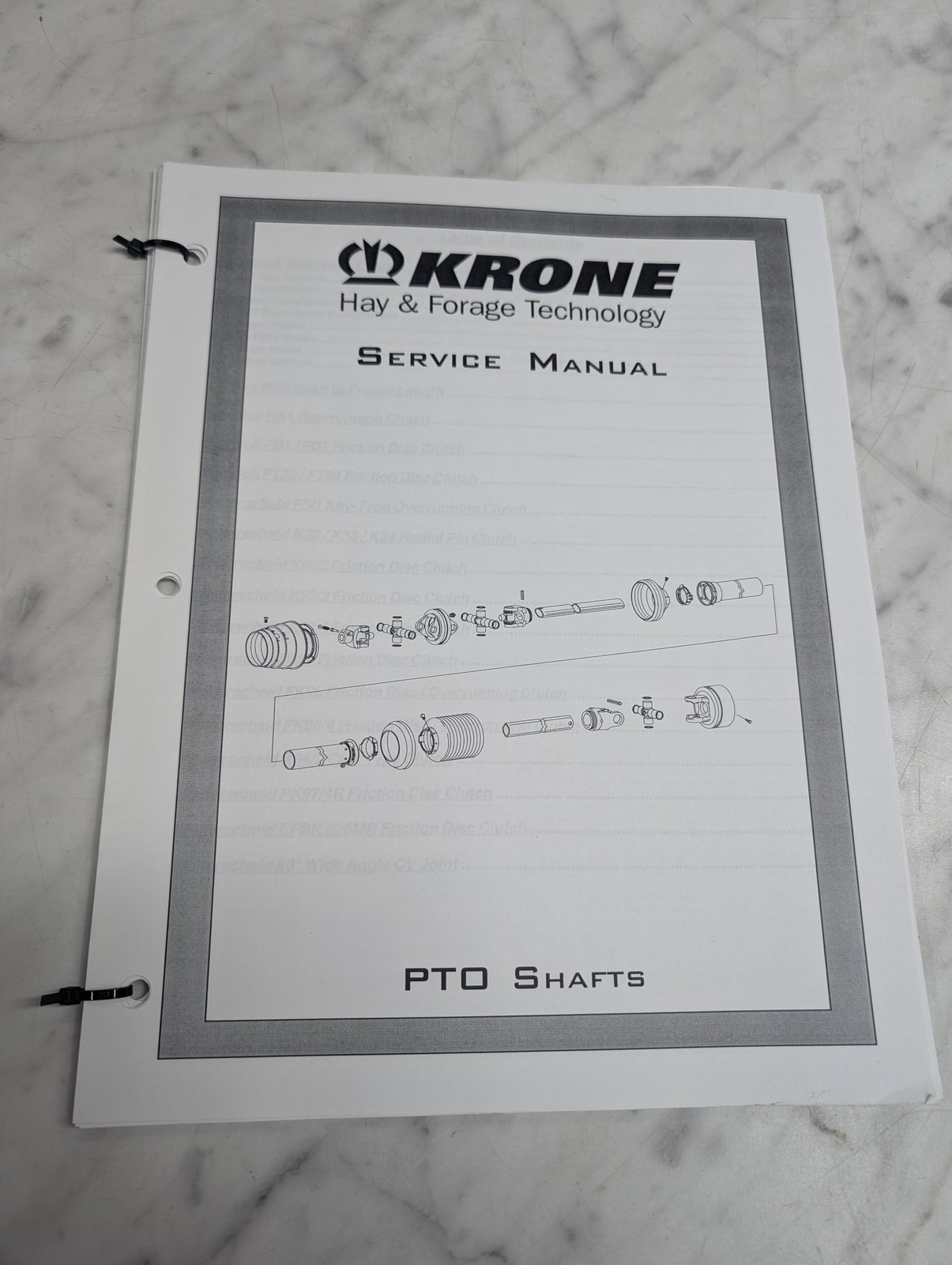 Krone Hay Forage Technology Pto Shafts Service Manual Repair Maintenance Shop