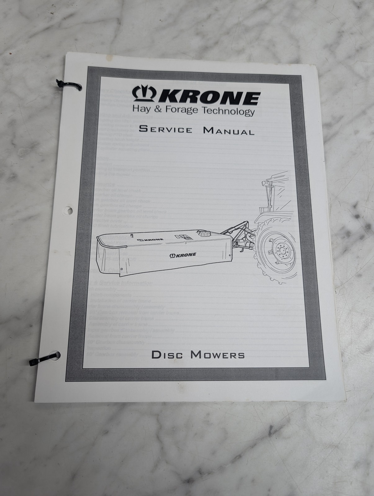 Krone Disc Mowers Service Manual Repair Maintenance Shop