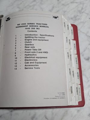 Massey Ferguson 8100 Series Tractors Workshop Manual 1449 268 M2 April 1999