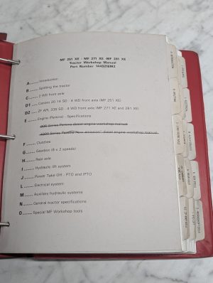 Massey Ferguson Mf 251 Xe 271 281 Tractor Workshop 1449216M2 2001 Service Manual