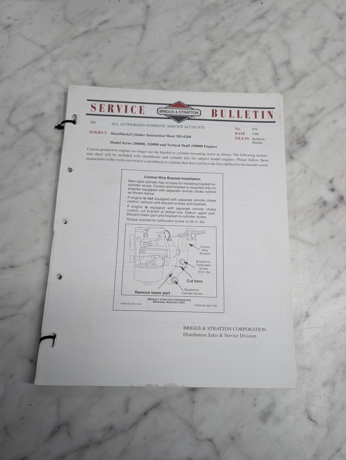 Briggs Stratton Service Bulletins Lot 1990'S Sales Brochures Literature Updates