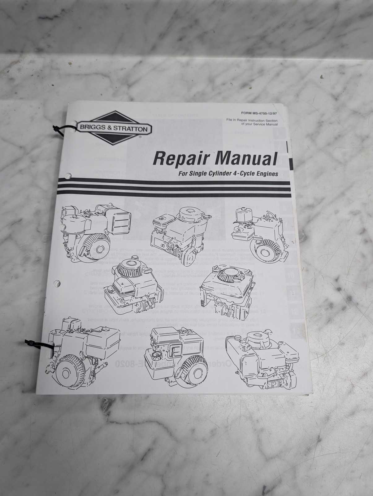 Briggs Stratton Service Manual Single Cylinder 4 Cycle Engines Form Ms 4750 1997