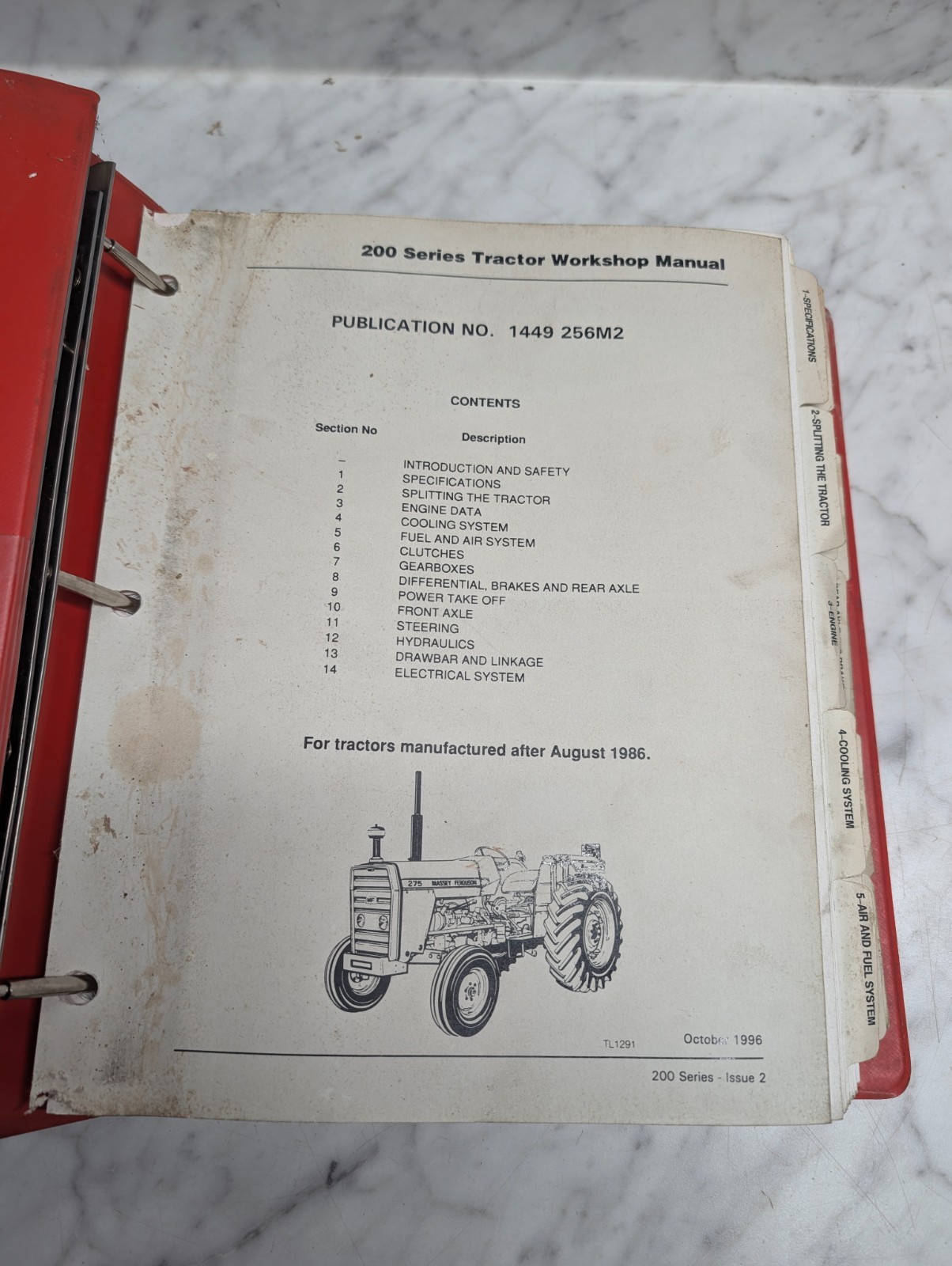 Massey Ferguson Mf 200 Series Tractor 1449 256M2 Workshop Service Manual
