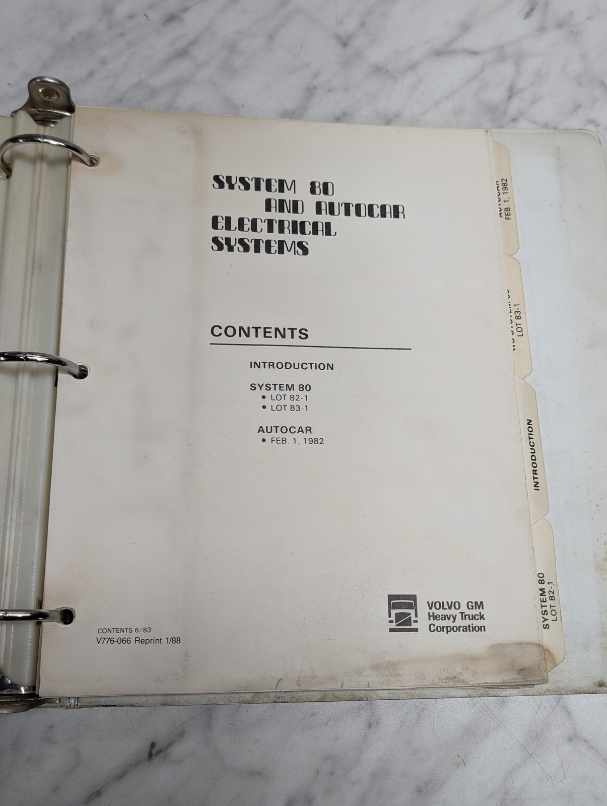 Volvo Gm Heavy Truck System 80 Autocar Electrical Systems 1982 1988 Manual