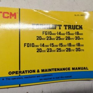 Tcm Operation Maintenance Manual Fg Fd 10 14 15 18 20 23 25 28 30 N 16S 7S Z