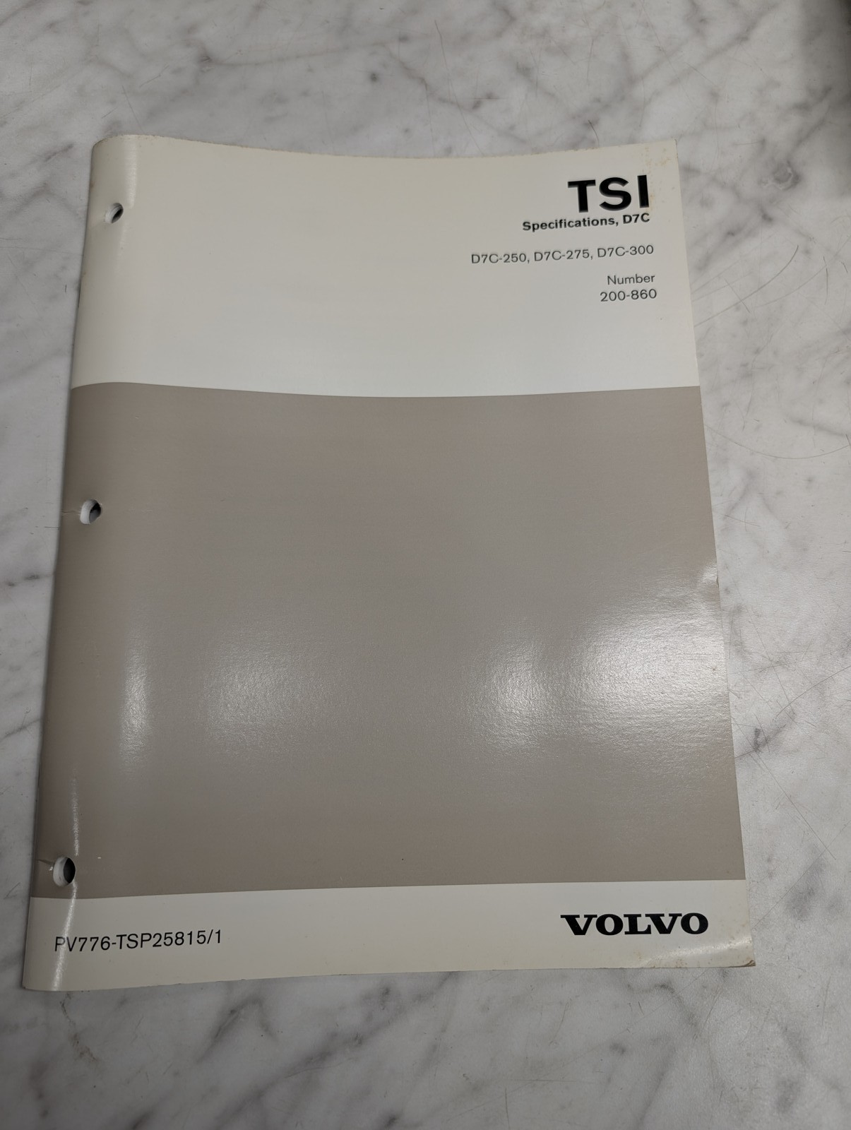 Volvo Tsi Specifications D7C 250 275 300 Number 200-860 Manual Reference