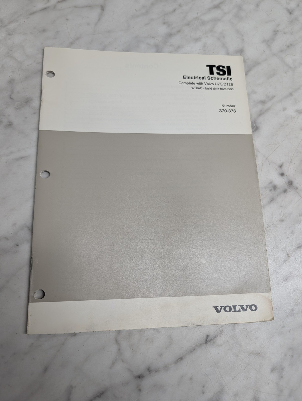 Volvo Tsi D7Cd12B Electrical Schematic Wg Ac 370-378 Build Date 3 98 Diagram
