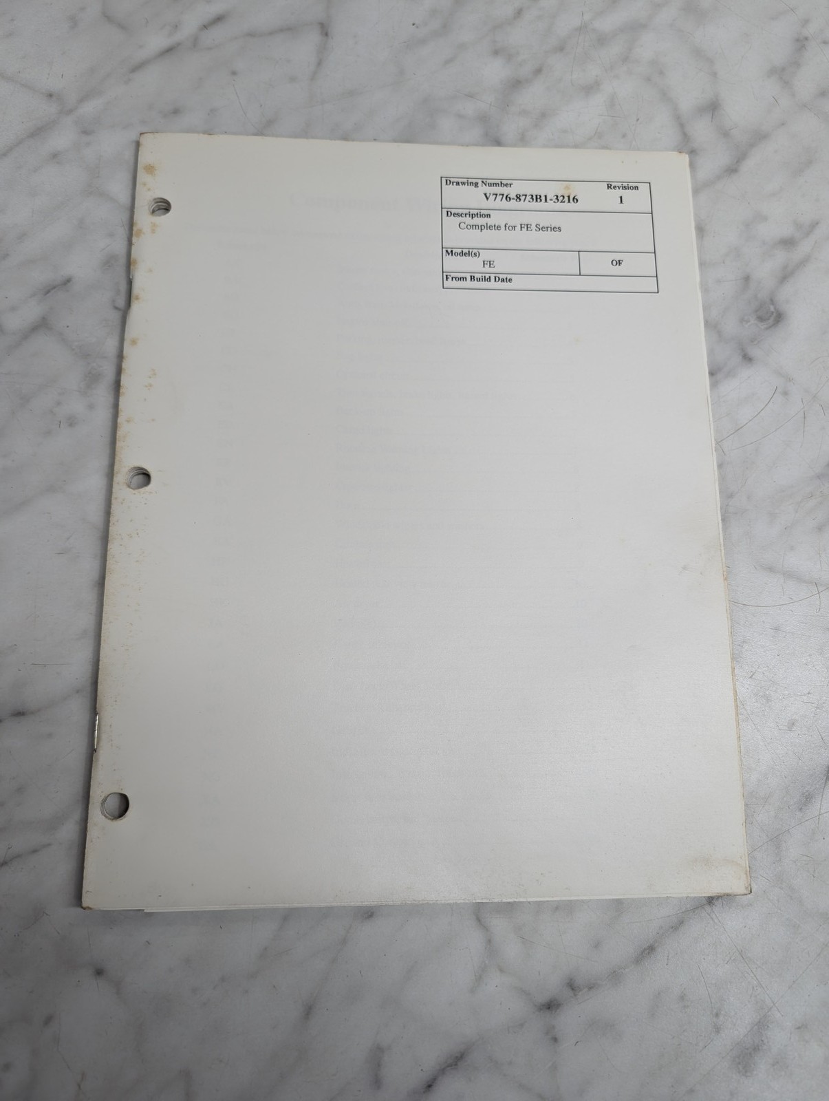 Volvo V776-873B1-3216 Complete For Fe Series Model Of Drawing Rev. 1 Diagram