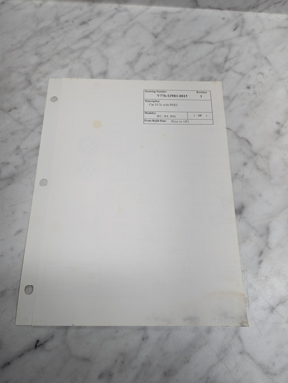 Volvo Cat 3176 With Peec Wc Wi Wh V776 129B1 0015 Drawing Rev. 1 1991 Diagram