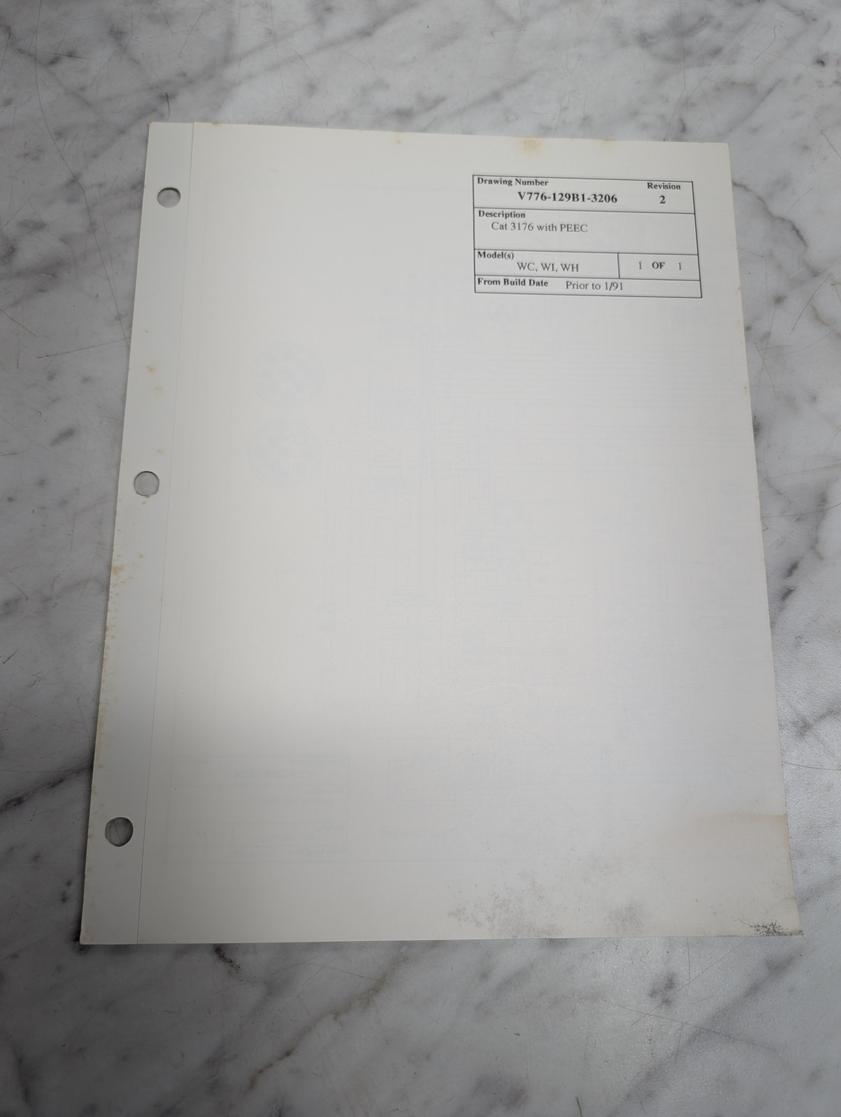 Volvo Cat 3176 With Peec Wc Wi Wh V776 129B1 3206 Drawing Rev. 2 Diagram 1991