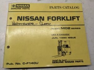 Nissan Forklift Model M02 Series Parts List Book Catalog Manual 1990