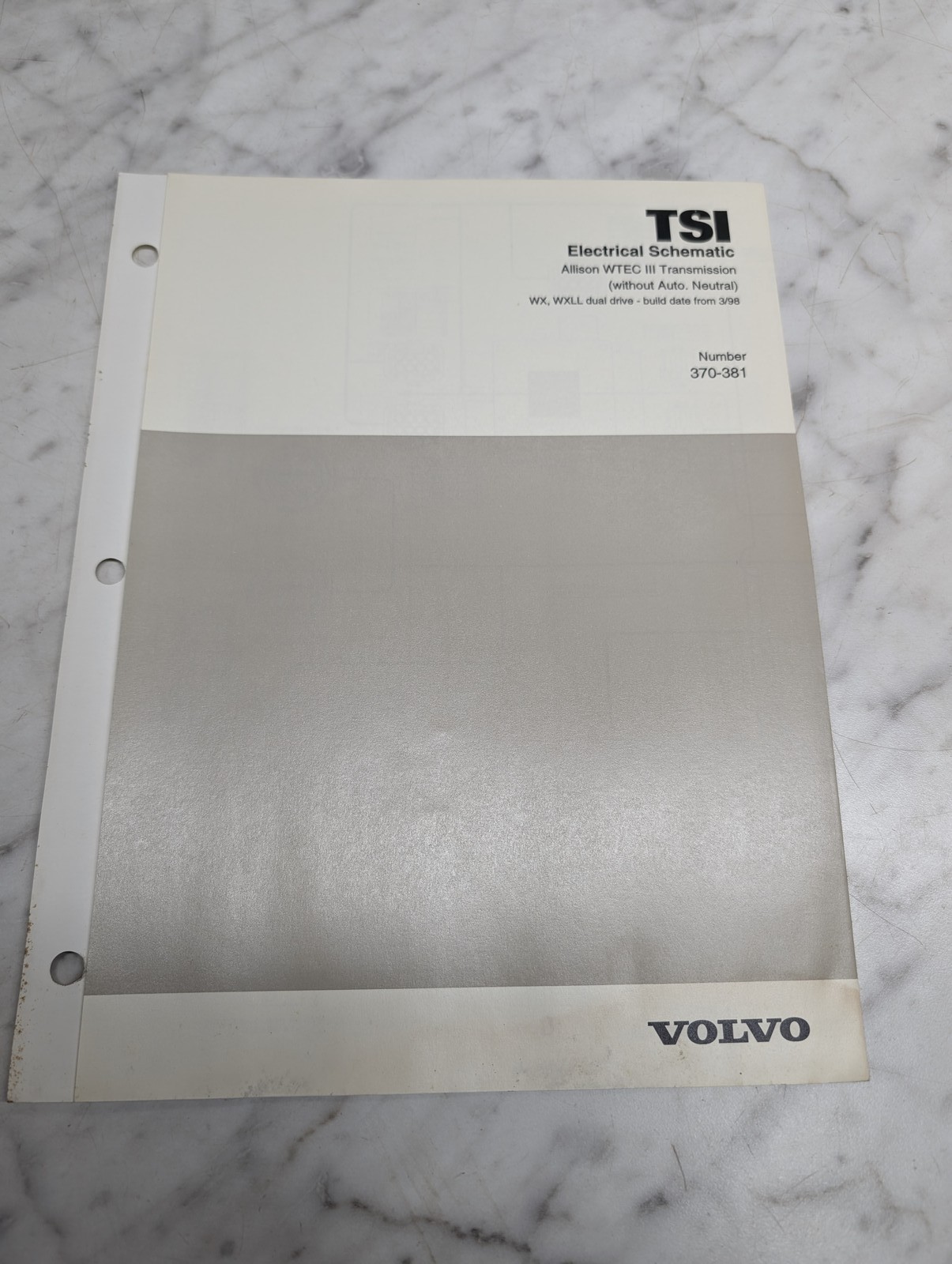 Volvo Electrical Schematic Allison Wtec Iii Transmission Wx Wxll 370-381 1998