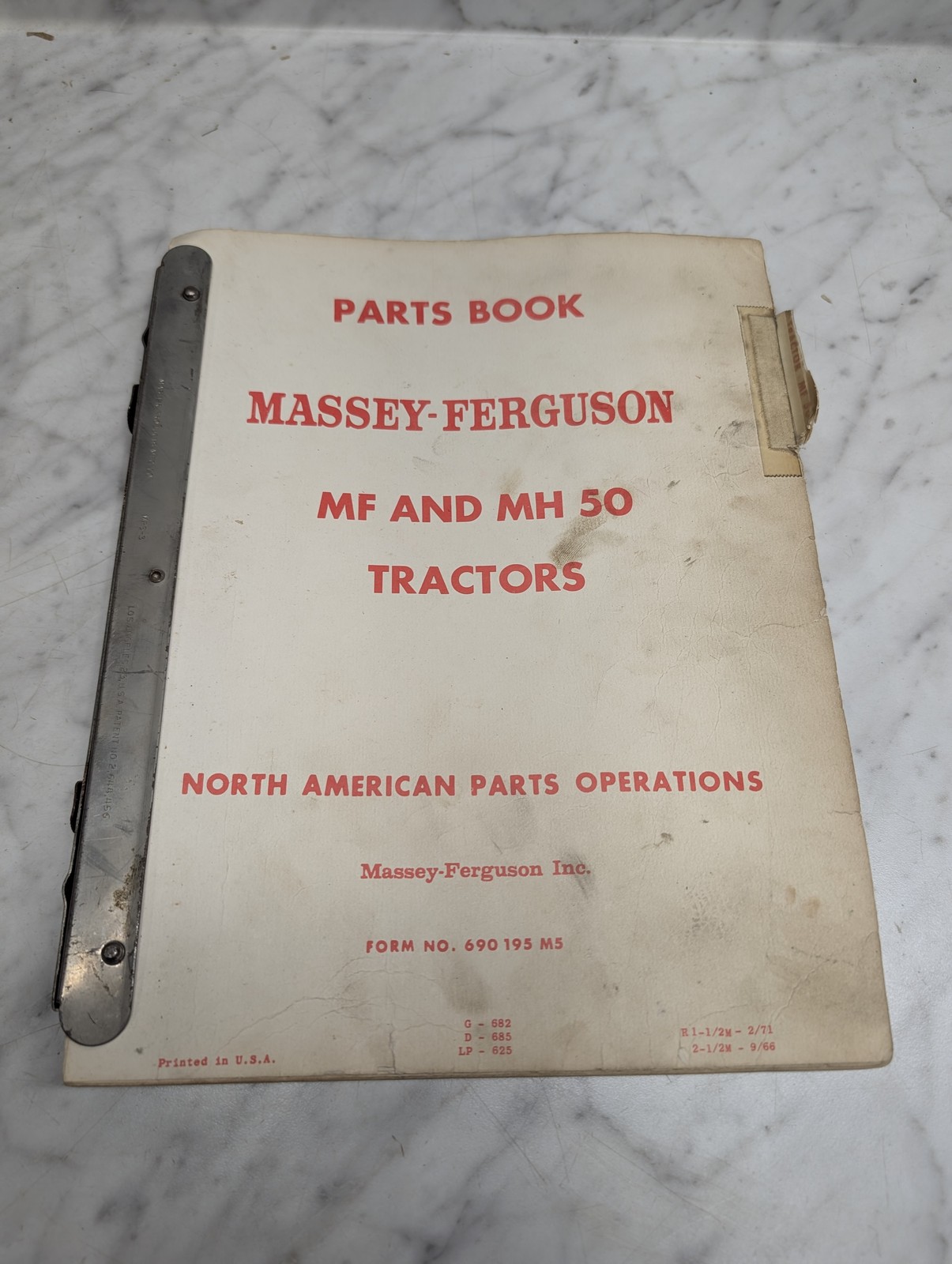 Massey Ferguson Mf Mh 50 Tractors Form No 690 195 M5 Parts Book Manual List