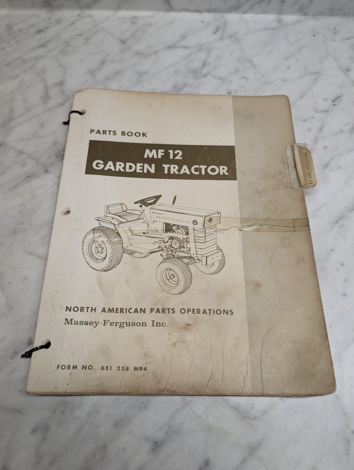 Massey Ferguson Mf 12 Garden Tractor Form No 651 238 M94 Parts Book Manual