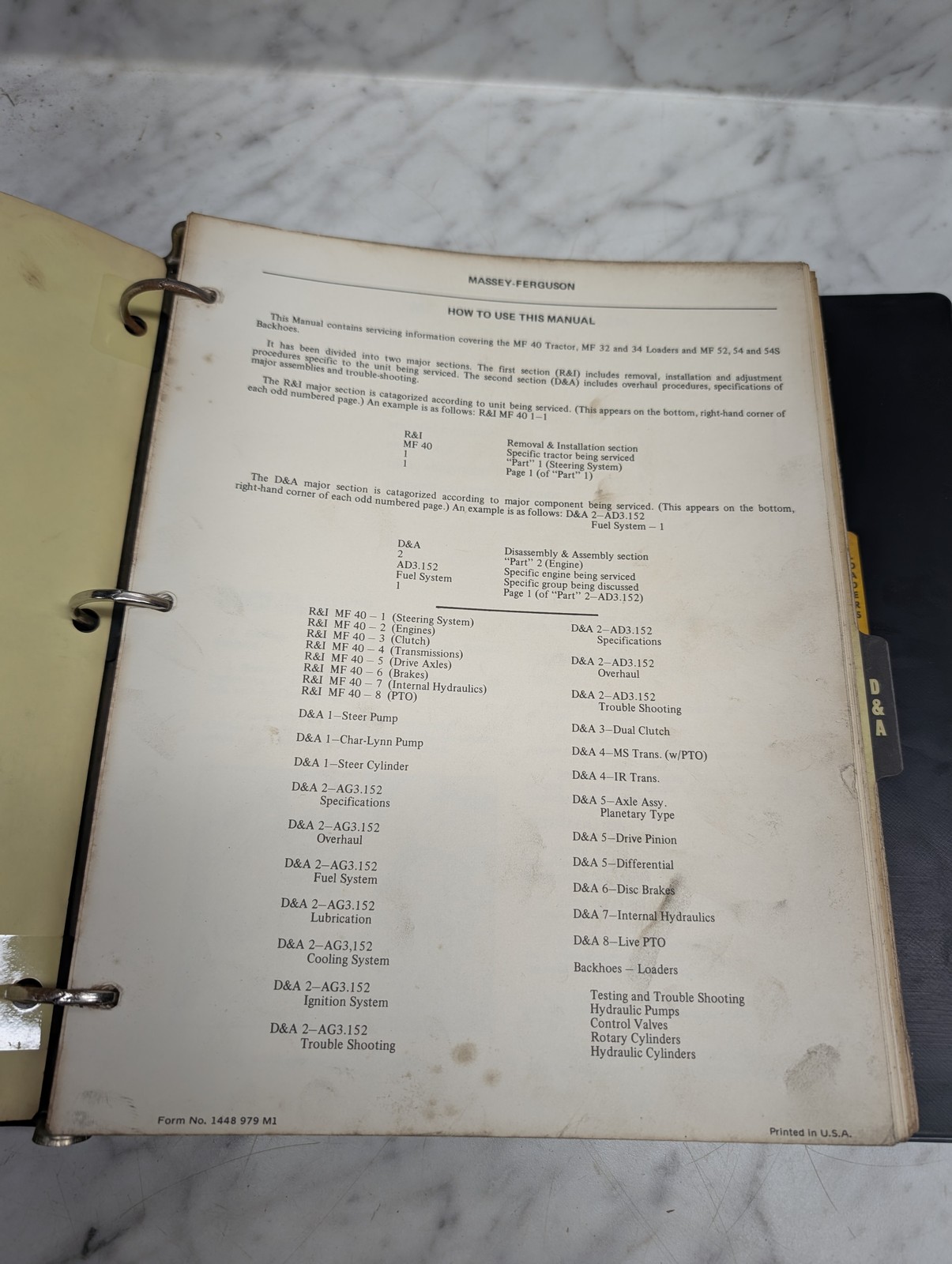 Massey Ferguson Mf 40 Tractor 32 34 Loaders 52 54 54S Backhoes Service Manual