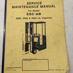 Yale Service Maintenance Manual Fork Lift Truck Esc Ab 020 025 030 1986