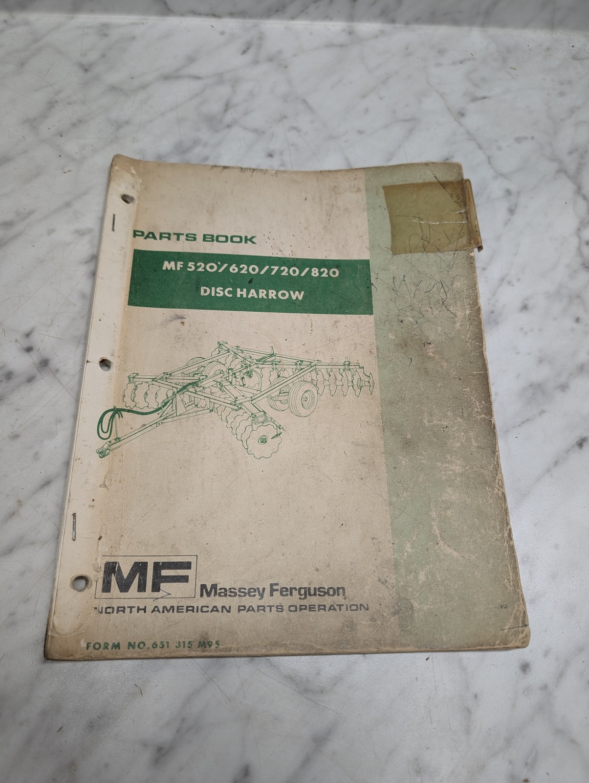 Massey Ferguson Mf 520 620 Disc Harrow Form No 651 315 M95 Parts Book Manual