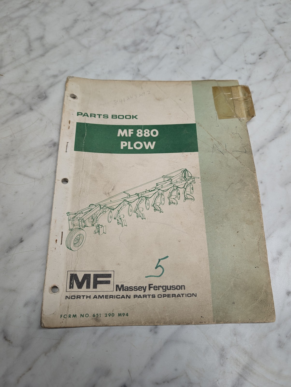 Massey Ferguson Mf 880 Plow Form No 651 290 M94 Parts Book Manual List Catalog