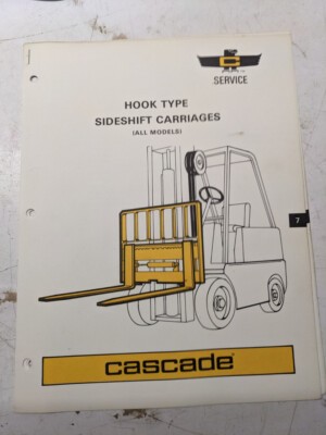 Cascade Fork Lift Attachment Service Repair Manual Hook Sideshift Carriage 1973
