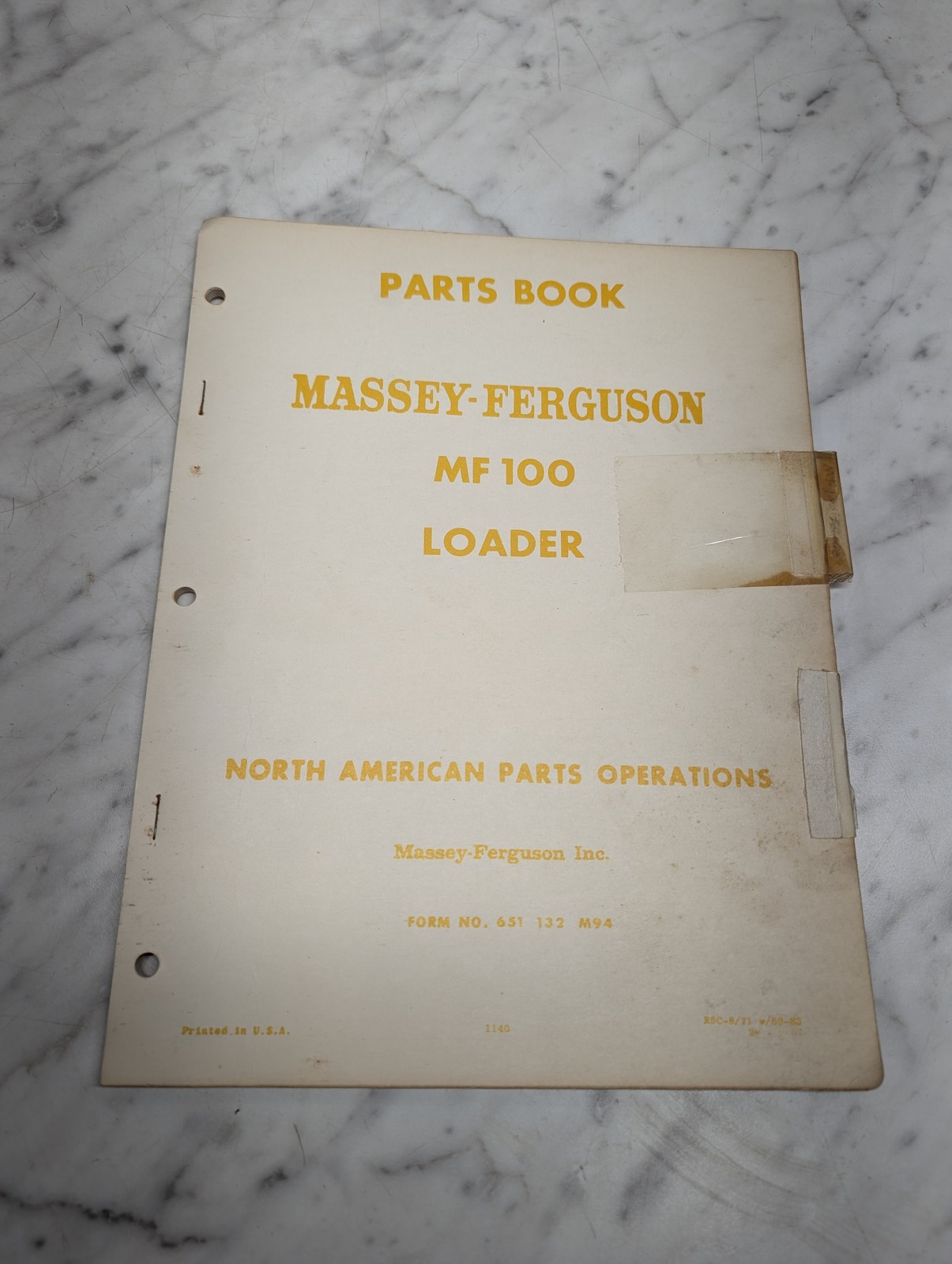 Massey Ferguson Mf 100 Loader Form No 651 132 M94 Parts Book Manual List
