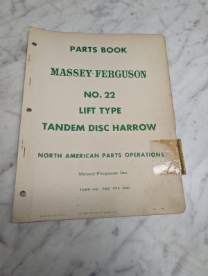 Massey Ferguson Mf No 22 Lift Type Tandem Disc Harrow Parts Book Manual