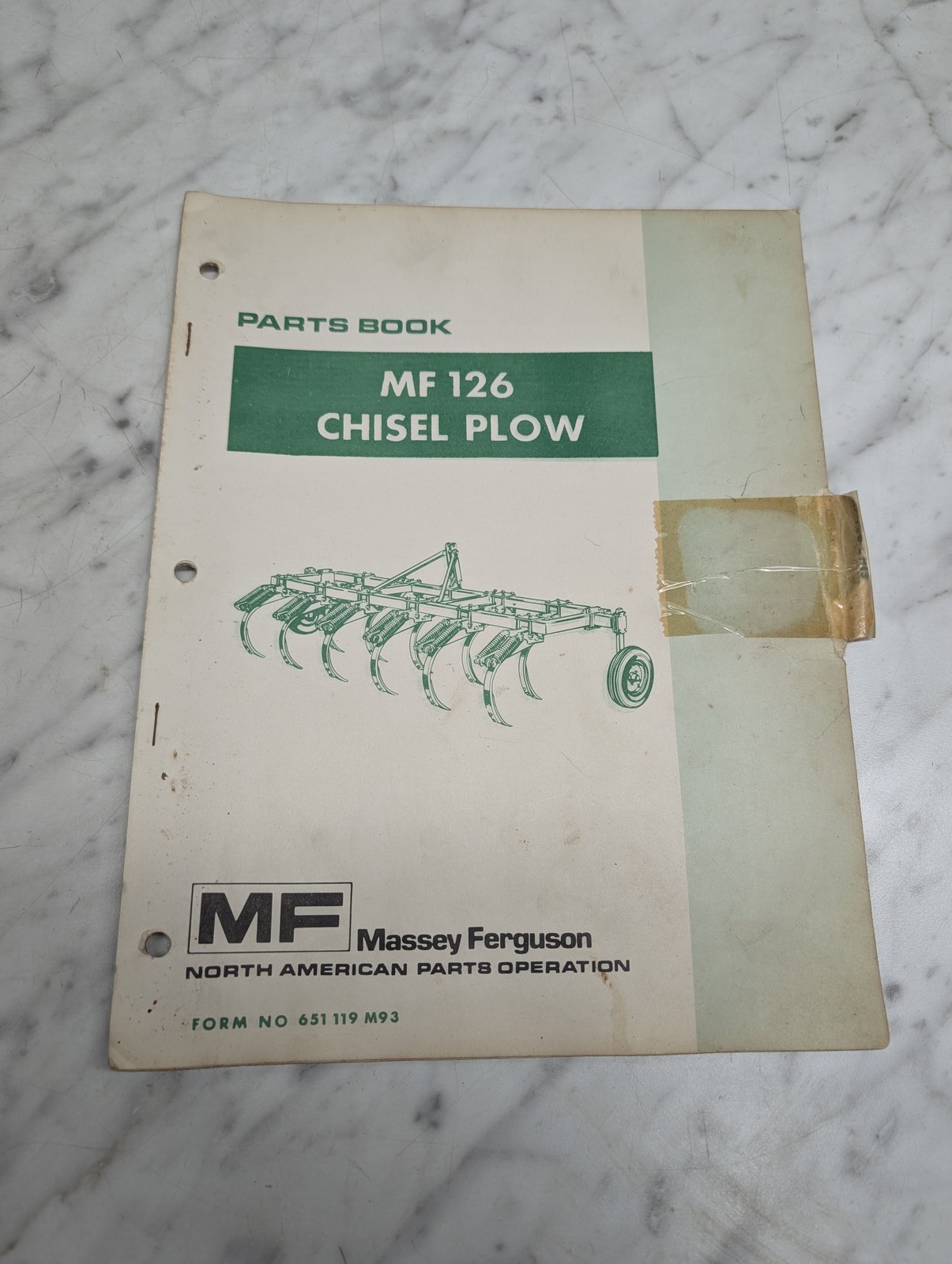 Massey Ferguson Mf 126 Chisel Plow Form No 651 119 M93 Parts Book Manual