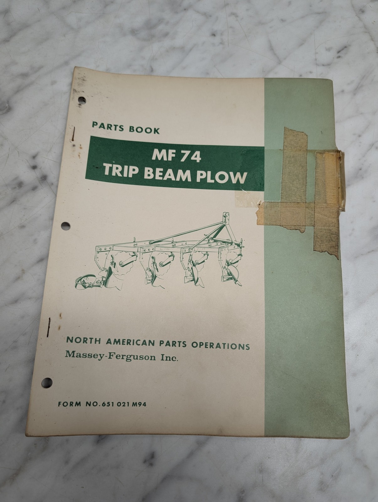 Massey Ferguson Mf 74 Trip Beam Plow Form No 651 021 M94 Parts Book Manual