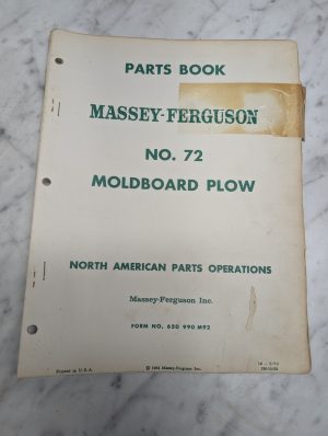 Massey Ferguson Mf No 72 Moldboard Plow Form 650 990 M92 Parts Book Manual