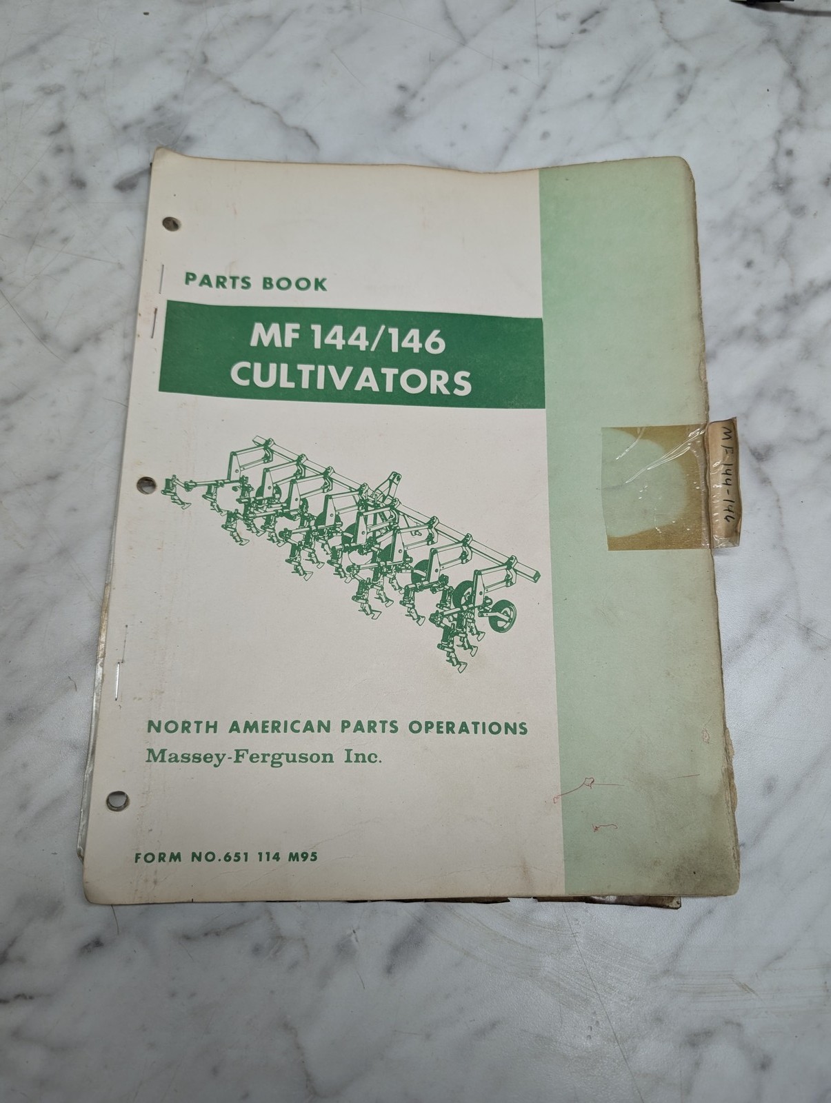 Massey Ferguson Mf 144 146 Cultivators Form No 651 114 M95 Parts Book Manual
