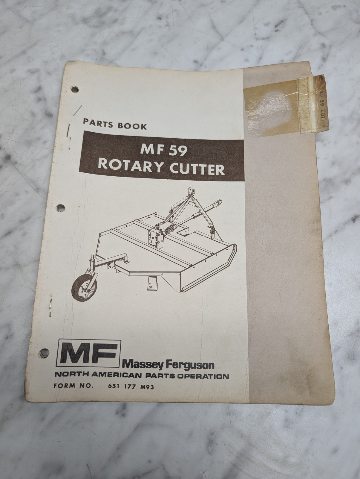 Massey Ferguson Mf 59 Rotary Cutter Form No 651 177 M93 Parts Book Manual List