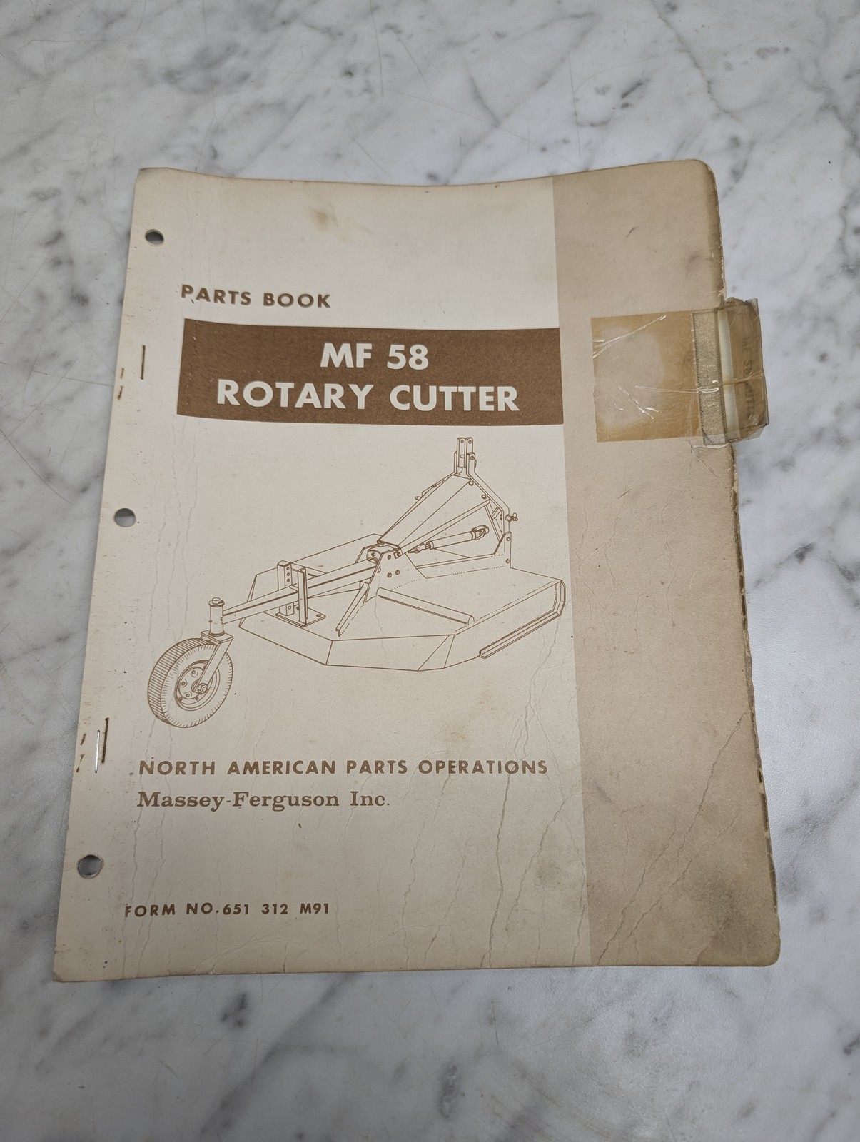 Massey Ferguson Mf 58 Rotary Cutter Form No 651 312 M91 Parts Book Manual List
