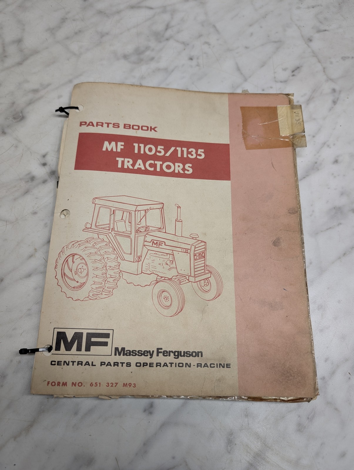 Massey Ferguson Mf 1105 1135 Tractors Form No 651 327 M93 Parts Book Manual List