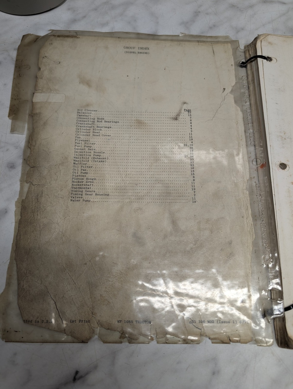 Massey Ferguson Mf 1085 Tractor Diesel Engine 651 326 M92 Parts Book Manual List