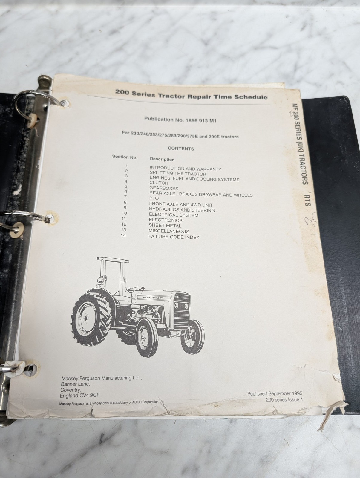 Massey Ferguson Mf 200 Series Tractor Repair Time Schedule 1856 913 M1 Manual