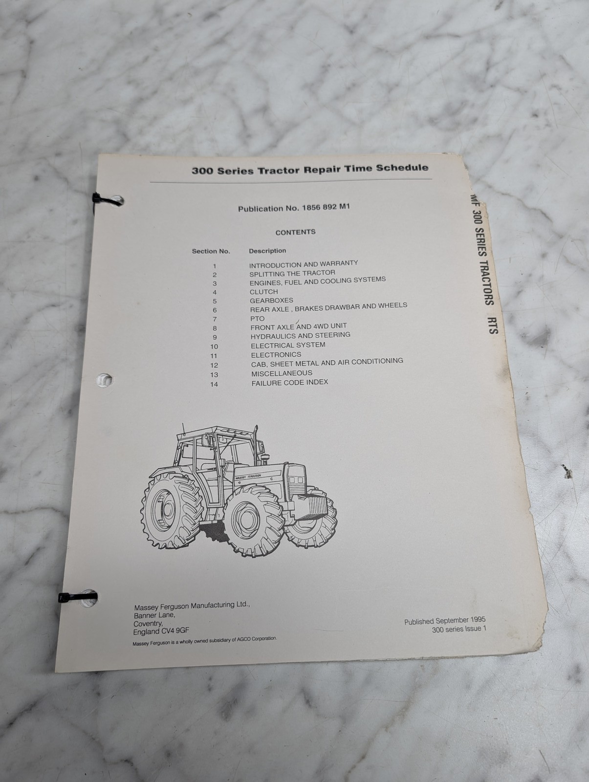 Massey Ferguson Mf 300 Series Tractor Repair Time Schedule 1856 892 M1 Manual