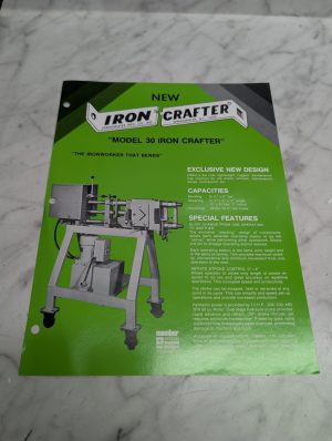 New Iron Crafter Model 30 Springwater Mfg The Iron Worker That Bends Brochure