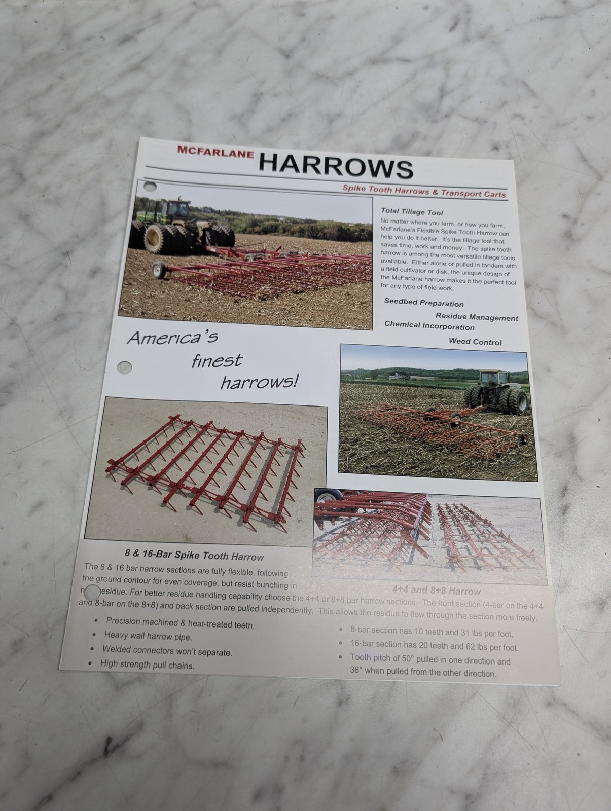 Mcfarlane Harrows Spike Tooth Transport Carts Sales Brochure Literature