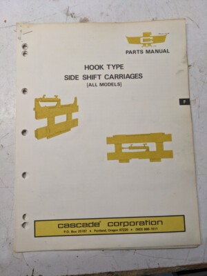 Cascade Fork Lift All Models Parts Manual List Hook Type Side Shift Carriage