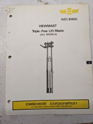 Cascade Fork Lift User Service Parts Manual List Viewmast Tripple Free Mast 1974