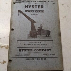 Hyster Karry Krane Kc Model Instruction Book Parts List Manual Kc-839 - Kc-28716