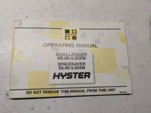Hyster Operating Manual Challenger Spacesaver H2.00-3.20Xm S2.00-3.20Xm 1997
