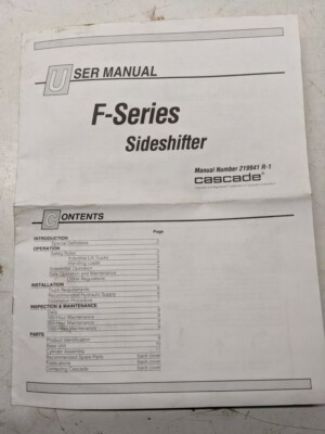 Cascade Fork Lift F Series Parts User Manual Slideshifter 1999