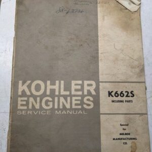 Kohler Engines Service Manual K662S Parts List Book Overhaul Shop Book