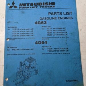 Mitsubishi Forklift Trucks Parts List Book Manual 4G63 4G64 Gas Engines 1993