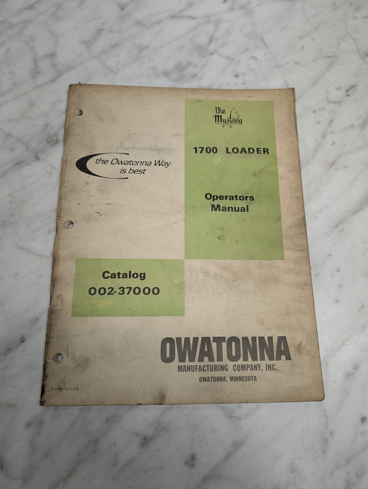 Owatonna 1700 Loader 002 37000 Operator'S Manual Owners Maintenance Guide Book