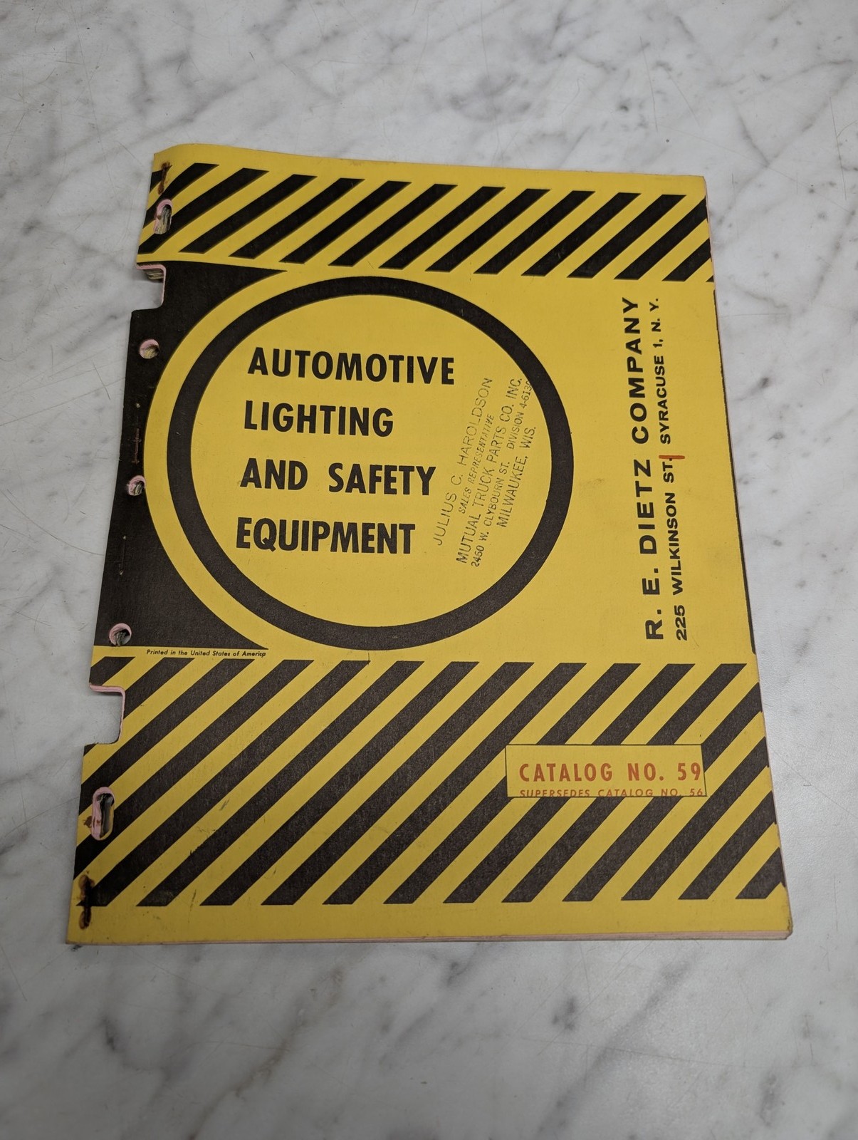 R E Dietz Catalog No 59 Automotive Lighting Safety Equipment